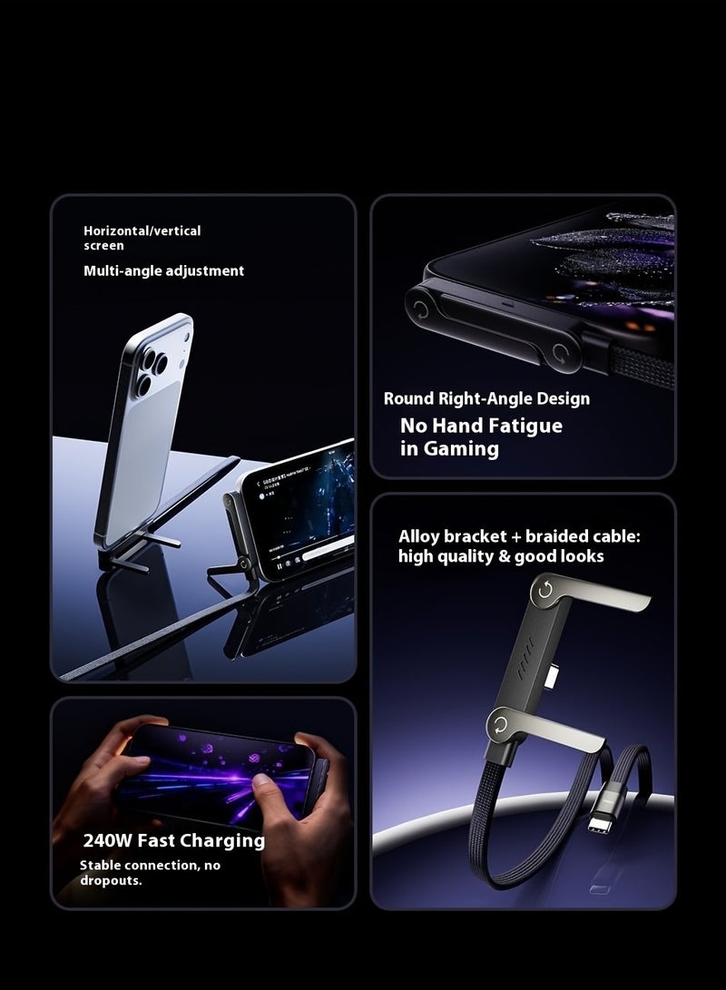 NIBEMINENT MAX 240W Fast Charging Type C to Type C, Stand Data Cable, Multifunctional Data Cable, Car Data Cable, Suitable for Iphone 17 to Iphone 15 Series, Braided Cable with Dual Type C Charging Ports, Samsung S25, Etc - Image 3